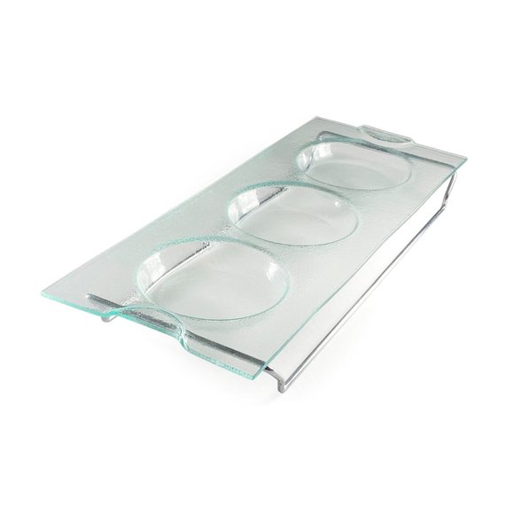 Other - 3-Section Designer Glass TAPAS, APPETIZERS or CONDIMENTS SERVING SET